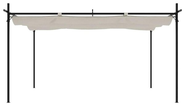 Pergola s posuvnou střechou – barva krémová – rozměry 395 x 292 x 230 cm – střecha z polyesteru