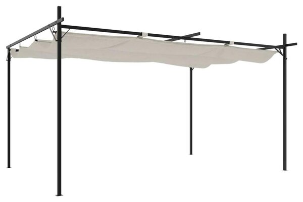 Pergola s posuvnou střechou – barva krémová – rozměry 395 x 292 x 230 cm – střecha z polyesteru