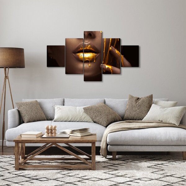 Obraz - Žena se zlatými rty (125x70 cm)