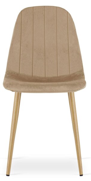 Židle – Leobert – Padva – hnědý samet/dubové nohy – 44,5 × 53 × 87 cm – sada 3 ks
