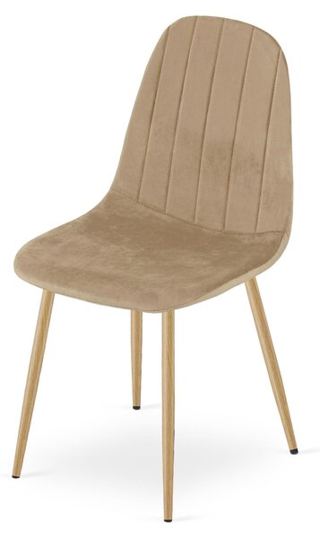 Židle – Leobert – Padva – hnědý samet/dubové nohy – 44,5 × 53 × 87 cm – sada 3 ks