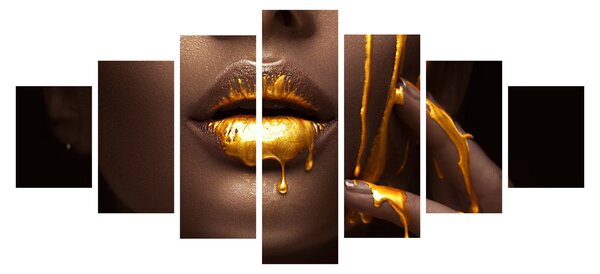 Obraz - Žena se zlatými rty (210x100 cm)