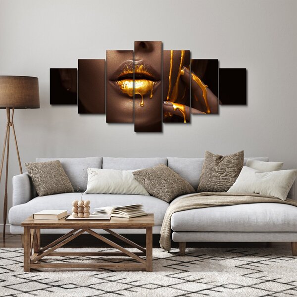Obraz - Žena se zlatými rty (210x100 cm)