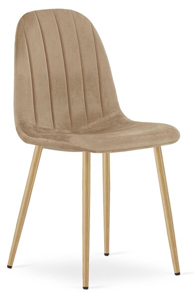 Židle – Leobert – Padva – hnědý samet/dubové nohy – 44,5 × 53 × 87 cm – sada 3 ks