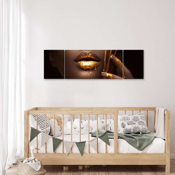 Obraz - Žena se zlatými rty (170x50 cm)