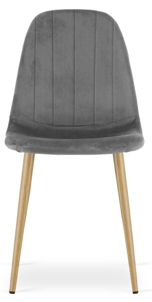 Židle – Leobert – Padva – tmavě šedý samet / nohy z dubového dřeva – 44,5 × 53 × 87 cm – sada 4 kusů