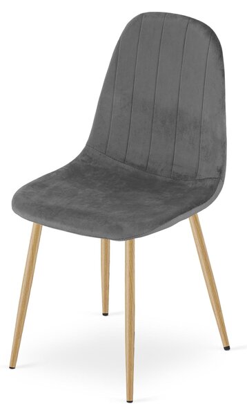 Židle – Leobert – Padva – tmavě šedý samet / nohy z dubového dřeva – 44,5 × 53 × 87 cm – sada 4 kusů