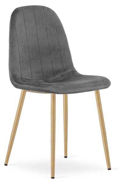 Židle – Leobert – Padva – tmavě šedý samet / nohy z dubového dřeva – 44,5 × 53 × 87 cm – sada 4 kusů