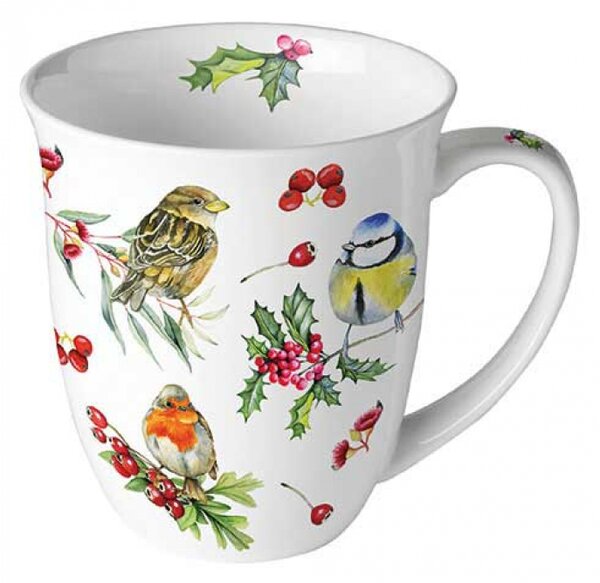 Porcelánový vánoční hrnek Ptáci 400 ml