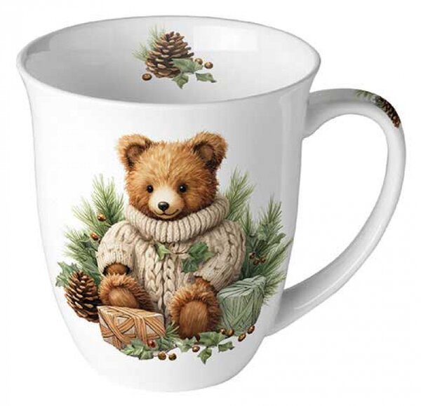 Porcelánový vánoční hrnek Medvídek ve svetru 400 ml