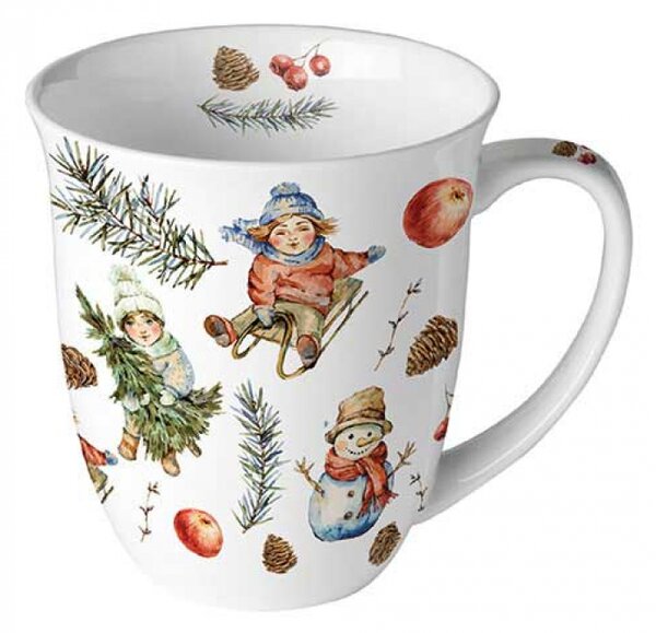 Porcelánový vánoční hrnek Venkovní radovánky 400 ml