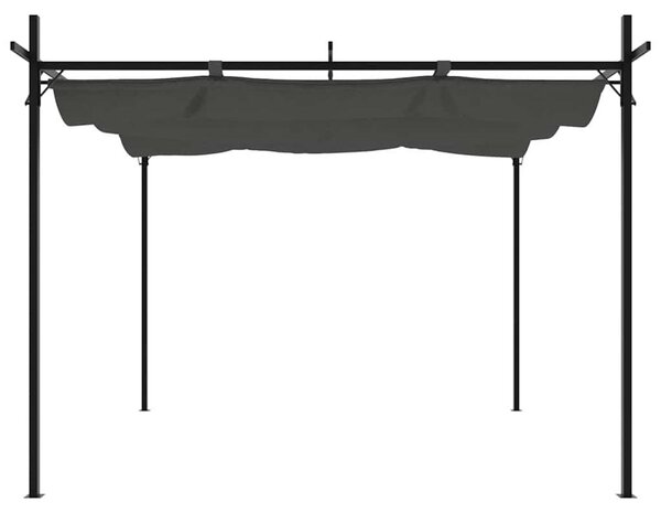 Pergola se zasouvací střechou – antracitová, polyesterová střecha – 295 x 292 x 230 cm