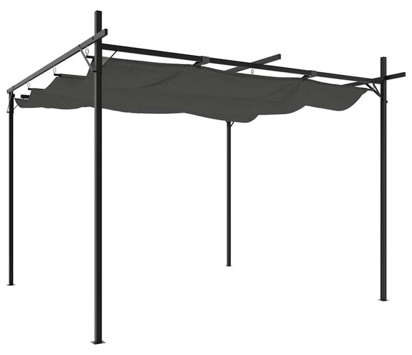 Pergola se zasouvací střechou – antracitová, polyesterová střecha – 295 x 292 x 230 cm