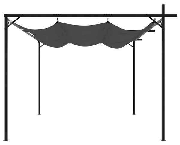 Pergola se zasouvací střechou – antracitová, polyesterová střecha – 295 x 292 x 230 cm