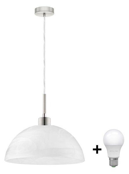 LED Lustr na lanku 1xE27/60W/230V bílá/čirá