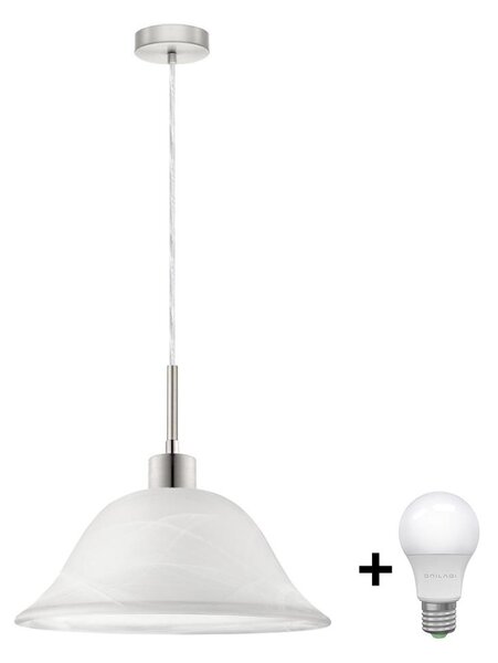 LED Lustr na lanku 1xE27/60W/230V bílá/čirá