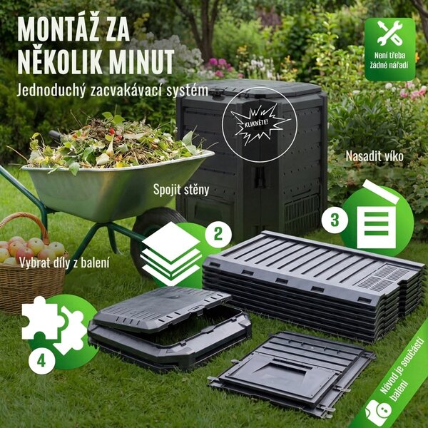 Zahradní kompostér COMPOGREEN, 800l, černá Prosperplast