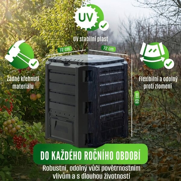 Zahradní kompostér COMPOGREEN, 800l, černá Prosperplast