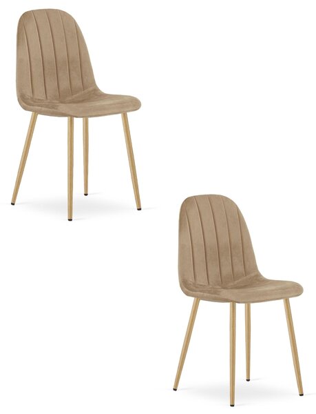 Židle – Leobert – Padva – hnědý samet/dubové nohy – 44,5 × 53 × 87 cm – sada 2 ks