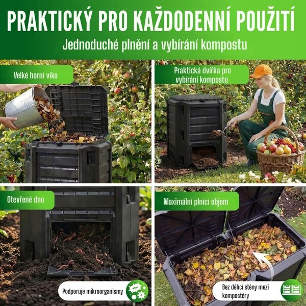 Zahradní kompostér COMPOGREEN, 800l, černá Prosperplast