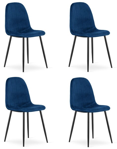Židle – Leobert – Padva – tmavě modrý samet/černé nohy – 44,5 × 53 × 87 cm – sada 4 ks