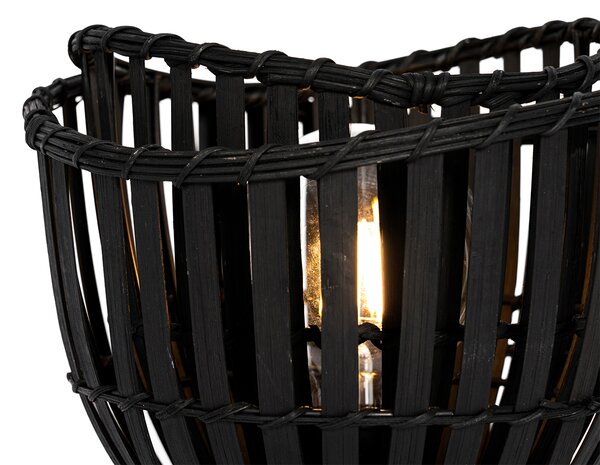 Orientální stolní lampa černá bambus - Pua