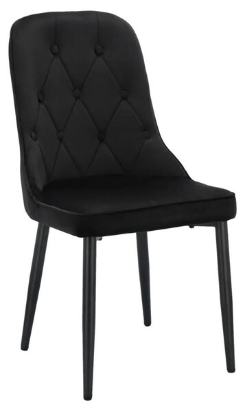 Elegantní černý čalouněný jídelní židle VELVET, sada 2 kusů