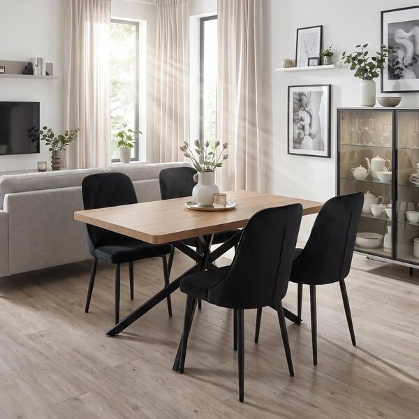 Elegantní černý čalouněný jídelní židle VELVET, sada 2 kusů
