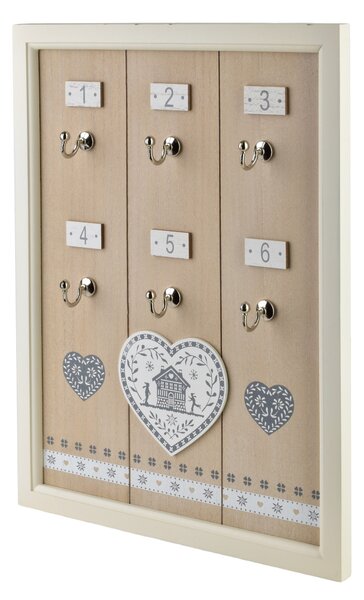 Mondex Skříňka na klíče STACY Heart 40x30 cm bílá/hnědá