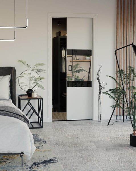 Interiérové posuvné dveře EVO Lumba s kapsou a zárubní 90cm, bílý