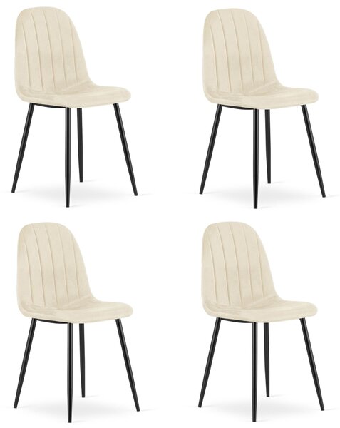 Židle – Leobert – Padva – světle béžový samet / černé nohy – 44,5 × 53 × 87 cm – sada 4 ks