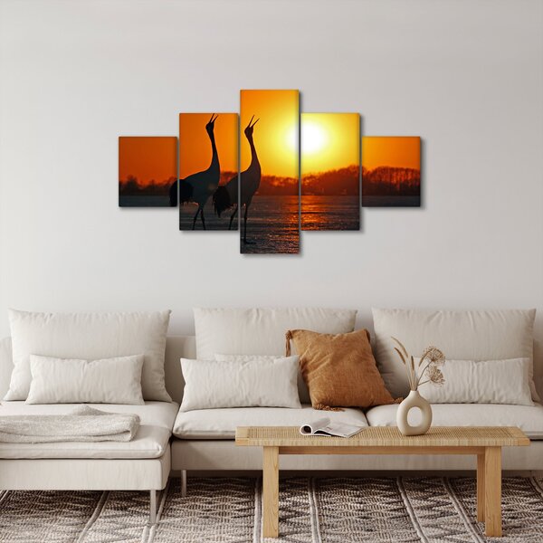 Obraz ptáků při západu slunce (125x70 cm)