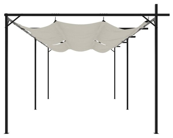 Pergola v krémové barvě se stříškou, rozměry 589x292x230 cm, ocelová a hliníková konstrukce