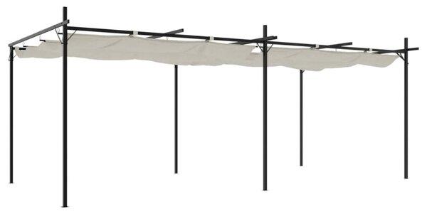 Pergola v krémové barvě se stříškou, rozměry 589x292x230 cm, ocelová a hliníková konstrukce