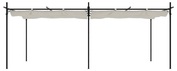 Pergola v krémové barvě se stříškou, rozměry 589x292x230 cm, ocelová a hliníková konstrukce