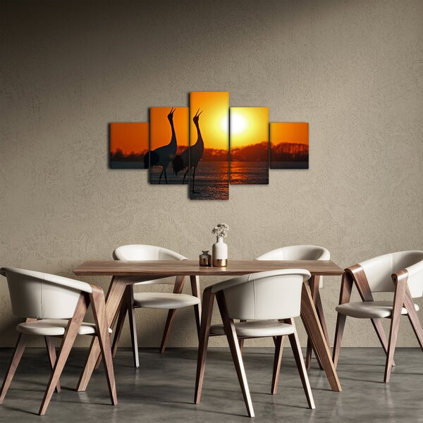 Obraz ptáků při západu slunce (125x70 cm)