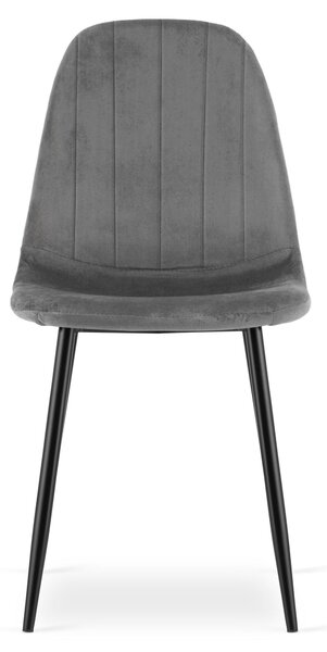 Židle – Leobert – Padva – tmavě šedý samet/černé nohy – 44,5 × 53 × 87 cm – sada 3 ks