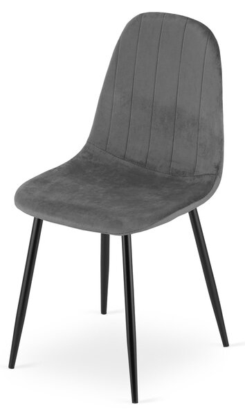 Židle – Leobert – Padva – tmavě šedý samet/černé nohy – 44,5 × 53 × 87 cm – sada 3 ks