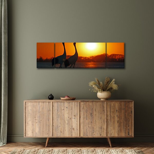 Obraz ptáků při západu slunce (170x50 cm)