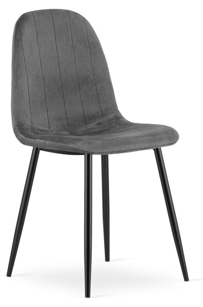 Židle – Leobert – Padva – tmavě šedý samet/černé nohy – 44,5 × 53 × 87 cm – sada 3 ks