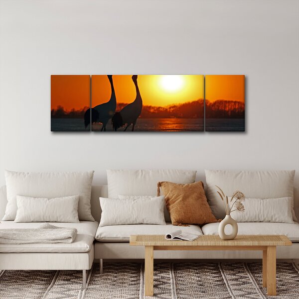 Obraz ptáků při západu slunce (170x50 cm)