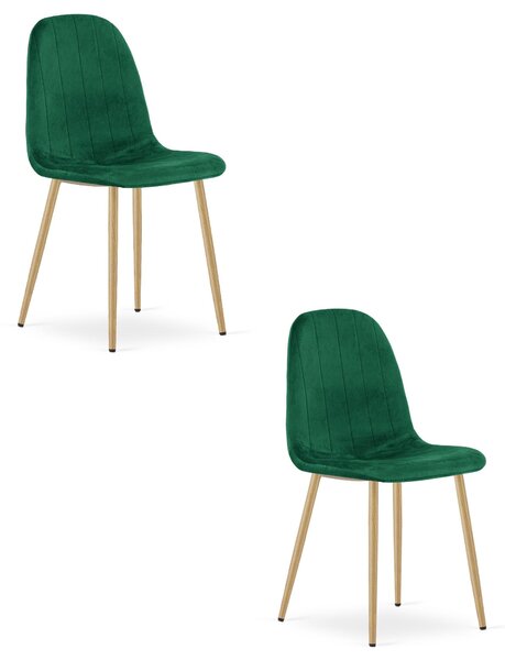 Židle – Leobert – Padva – zelený samet/dubové nohy – 44,5 × 53 × 87 cm – sada 2 ks