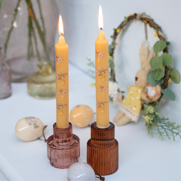 Vysoká svíčka Easter Blossom Honey 17,5 cm – set 2 ks