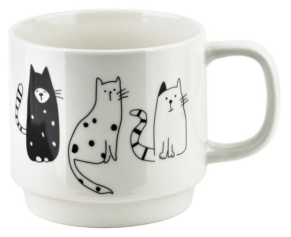 Affekdesign Sada 4 ks porcelánových hrnků COTTELLO 370 ml bílá/černá