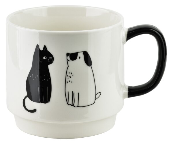 Affekdesign Sada 4 ks porcelánových hrnků COTTELLO 370 ml bílá/černá