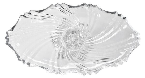 Transparentní skleněná servírovací mísa/talíř na noze - 36*20*13 cm - Clayre & Eef