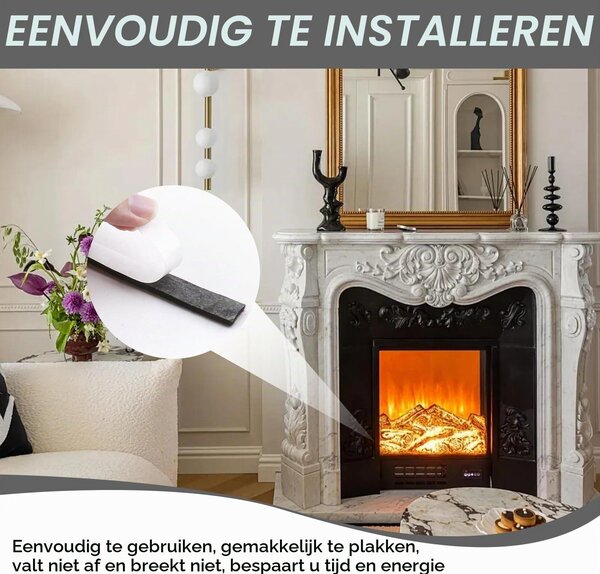 Těsnící šňůra pro trouby, těsnící materiál pro kamna, samolepicí, 3 metry, šířka 12 mm, tloušťka 3 mm, odolná vůči vysokým teplotám