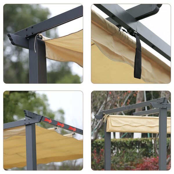 Pergola s hliníkovou konstrukcí - střecha z polyesteru, výsuvná - rozměry 3 x 4 metry - vodoodpudivá - zastřešená terasa