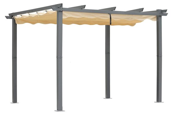 Pergola s hliníkovou konstrukcí - střecha z polyesteru, výsuvná - rozměry 3 x 4 metry - vodoodpudivá - zastřešená terasa
