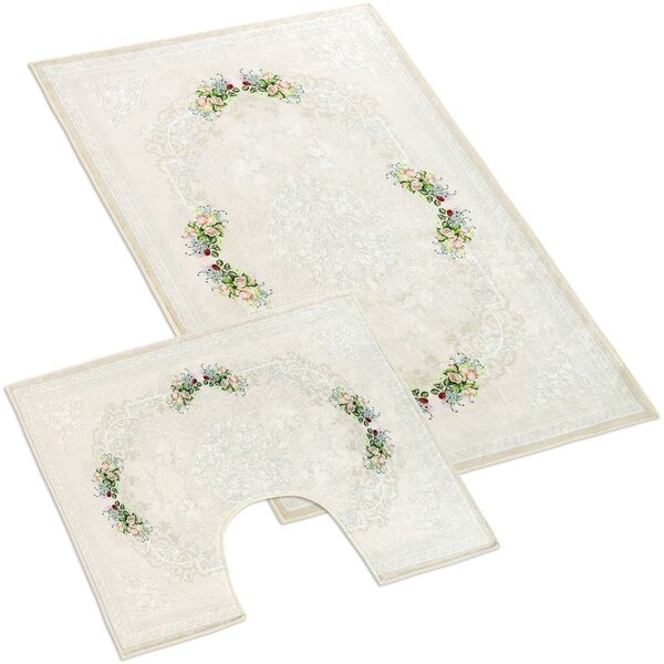 Bellatex Koupelnová a WC předložka Růžičky 3D SADA 60 x 100 cm + 60 x 50 cm